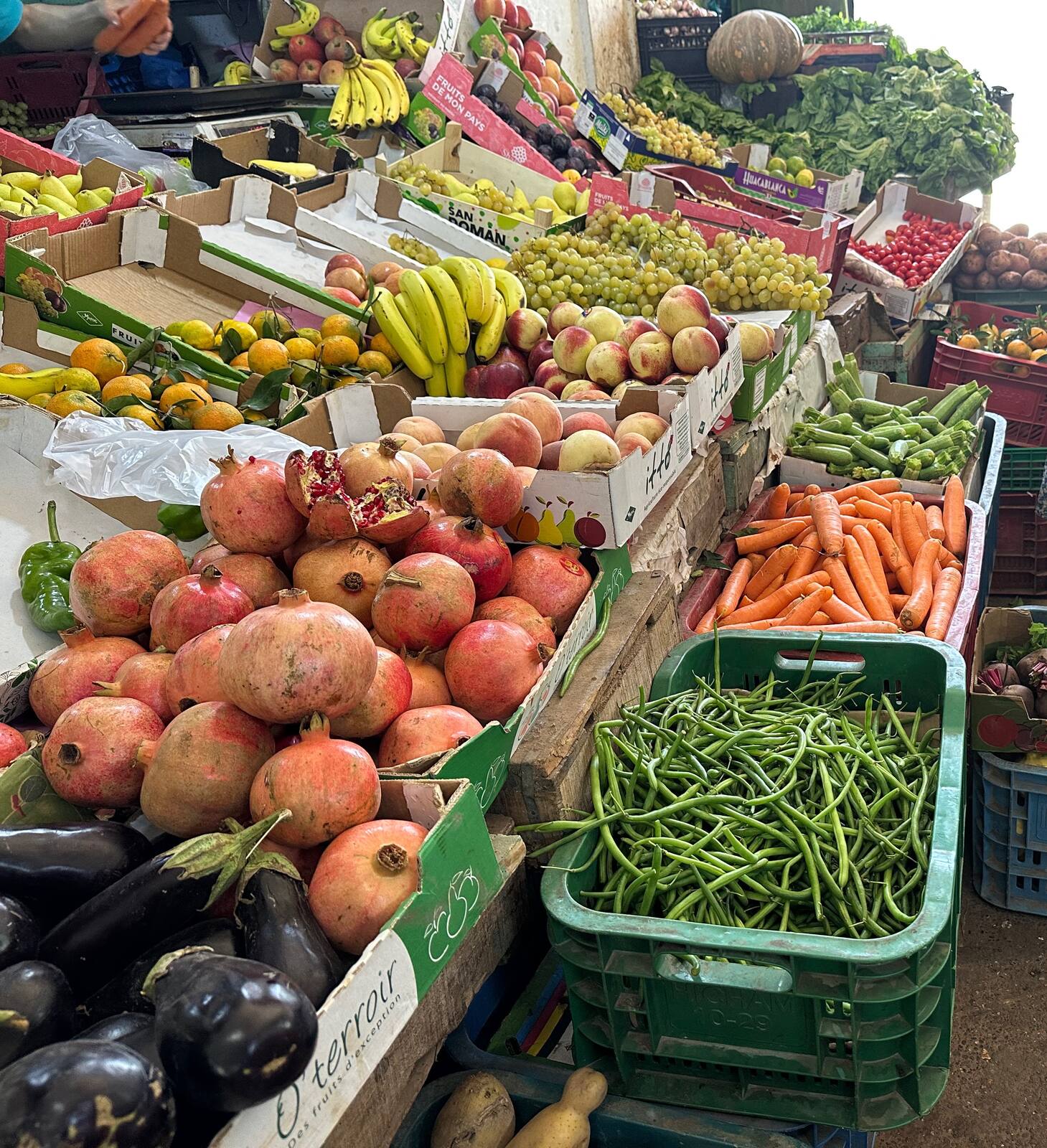An image of a fruit and vegetable stall in Asilah souk